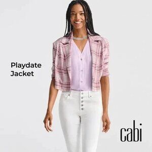 Women's CABI Playdate Crop Jacket Small Style#‎ 6257 Tailored Plaid,One Button